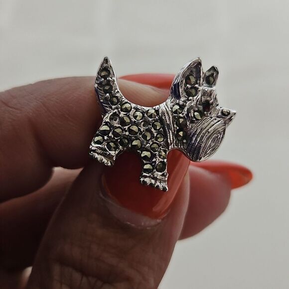 Pooch Dog Pin With Rhinestones Silver - Picture 5 of 16